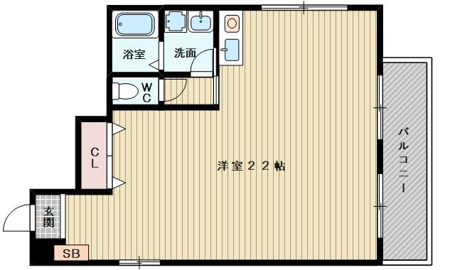 レインボーシャインR/K(ワンルーム/2階)の間取り写真