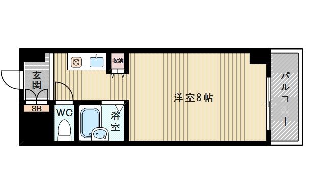 阪急電鉄京都線 上新庄駅 徒歩3分 9階建 築38年(1K/8階)の間取り写真