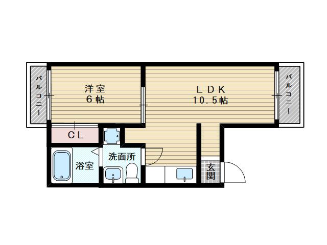 カテナ豊里(1LDK/1階)の間取り写真