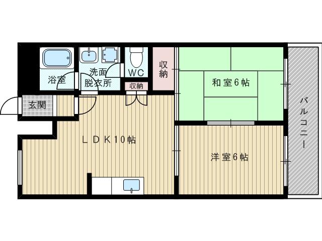 パレスサトウ(2LDK/4階)の間取り写真