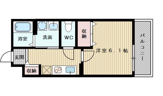 リアコート下新庄(1K/1階)の間取り写真