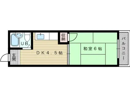 柳ハイツ(1DK/2階)の間取り写真