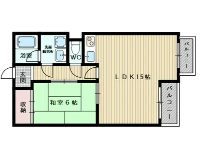 新豊里ハイツ(1LDK/4階)の間取り写真