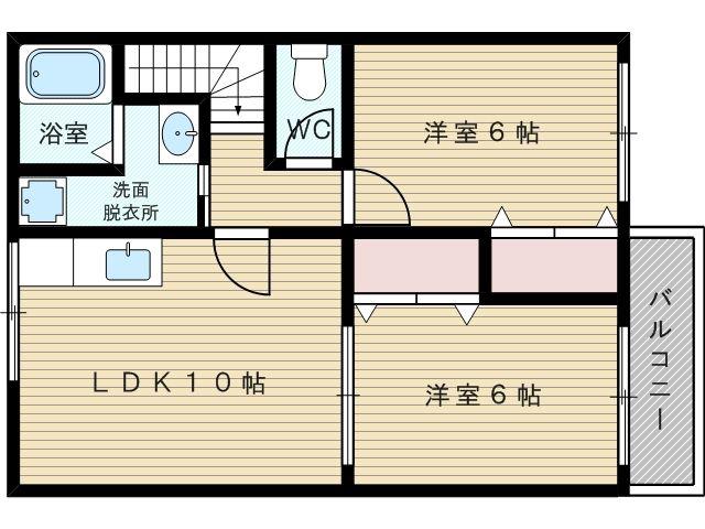 コスモハイツセブン(2LDK/1階)の間取り写真