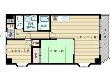 サンサーラ翁(2LDK/3階)の間取り写真