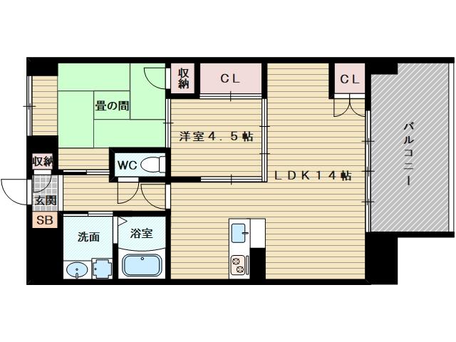 大阪市今里筋線 だいどう豊里駅 徒歩10分 5階建 築26年(2LDK/2階)の間取り写真