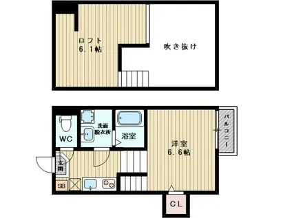 リヴェール東淀川(1K/2階)の間取り写真