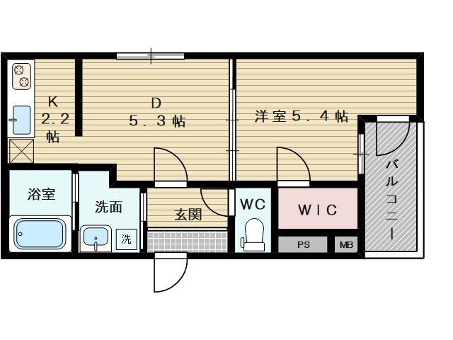 フジパレス淡路(1DK/1階)の間取り写真