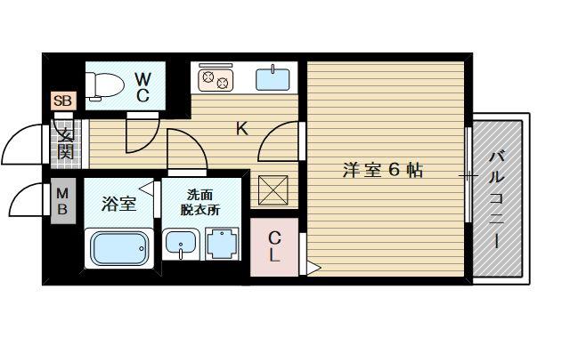 アムールHARMONYⅠ(1K/1階)の間取り写真