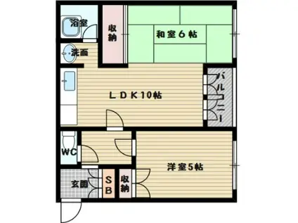 アパルトマンK(2LDK/4階)の間取り写真