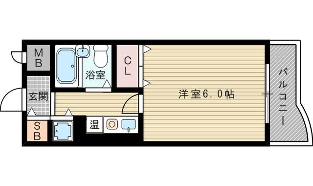 メロディーハイム淡路(1K/5階)の間取り写真