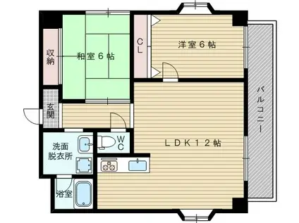 エステート小松(2LDK/6階)の間取り写真