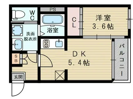 ボーテ淡路(1DK/3階)の間取り写真