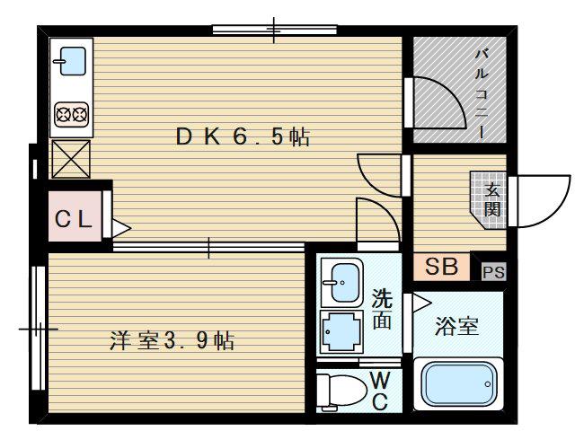 シャルマン相川(1DK/3階)の間取り写真