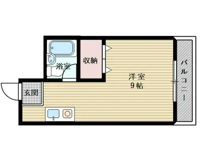 シャトー金城(ワンルーム/4階)の間取り写真