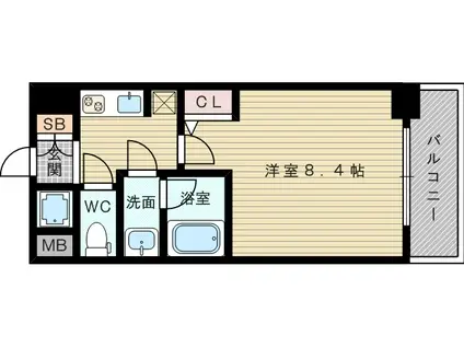 クレアートアドバンス北大阪(1K/7階)の間取り写真