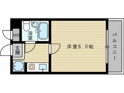 ミフネセントラルベア東淀川(1K/6階)の間取り写真