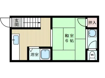 阪急電鉄千里線 下新庄駅 徒歩5分 2階建 築44年(1K/2階)の間取り写真