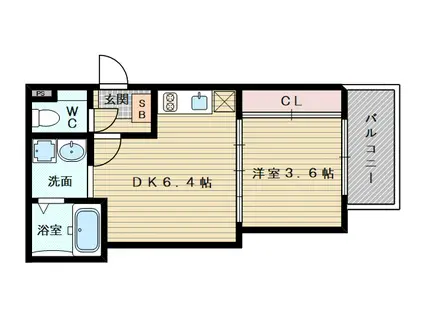 ハーモニーテラスREN相川(1DK/3階)の間取り写真