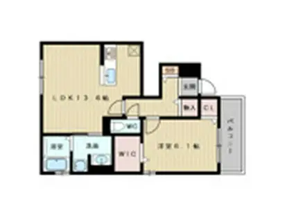 阪急電鉄京都線 上新庄駅 徒歩7分 2階建 築6年(1LDK/1階)の間取り写真