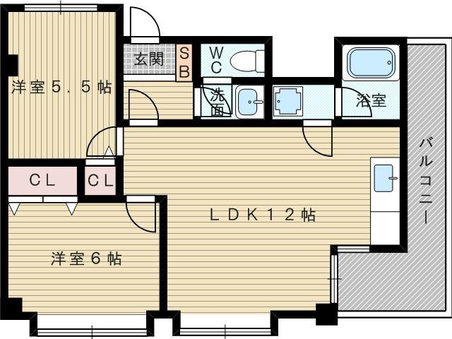 メゾン豊新(2LDK/9階)の間取り写真