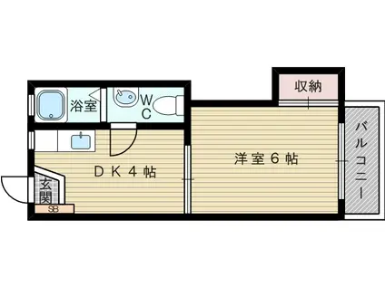 シャトーミツ(1DK/4階)の間取り写真