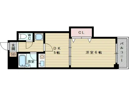 サウスフラット(1DK/9階)の間取り写真