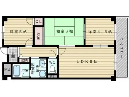 久光マンション(3LDK/3階)の間取り写真