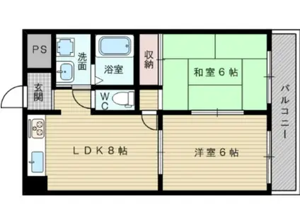 シエルスラン(2LDK/6階)の間取り写真