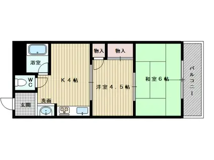 パールハイツ(2K/4階)の間取り写真