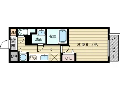 メインステージ新大阪(1K/4階)の間取り写真