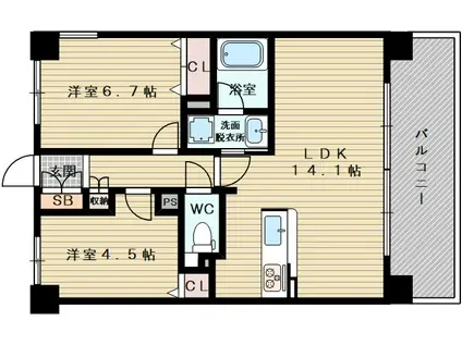 サンシャイン淡路(2LDK/6階)の間取り写真