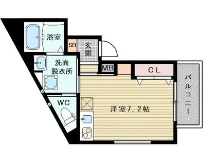 阪急電鉄京都線 相川駅 徒歩5分 3階建 築8年(ワンルーム/3階)の間取り写真