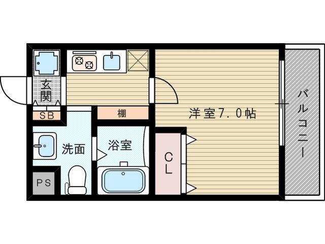 パークヒルズ新大阪WILL(1K/2階)の間取り写真