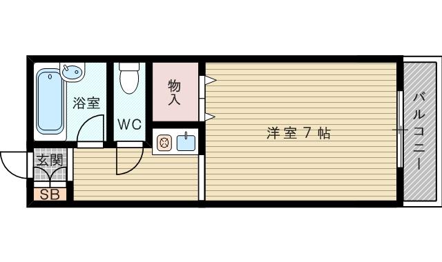 大阪市御堂筋線 新大阪駅 徒歩8分 9階建 築39年(ワンルーム/2階)の間取り写真