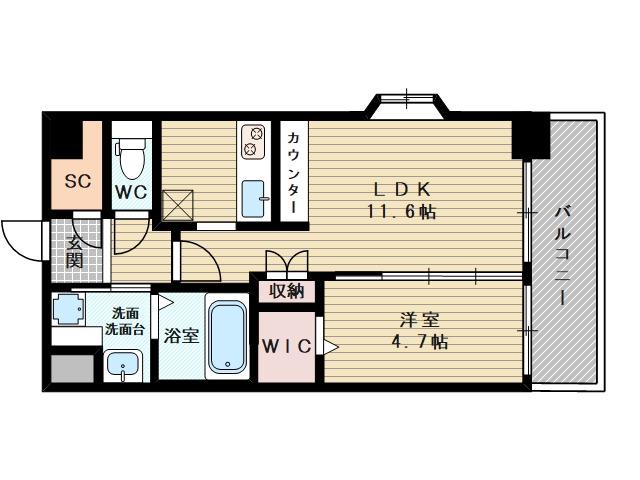 スプランディッド新大阪イースト(1LDK/5階)の間取り写真