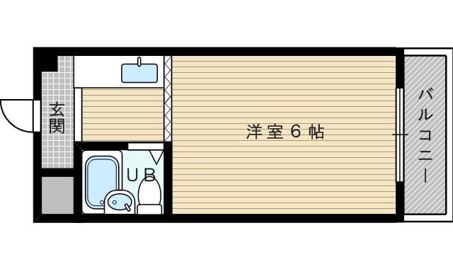 大阪市今里筋線 瑞光四丁目駅 徒歩7分 4階建 築42年(ワンルーム/3階)の間取り写真