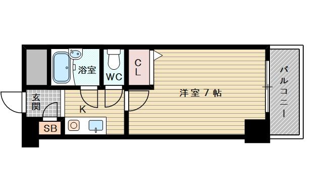 ノルデンハイム相川(1K/7階)の間取り写真