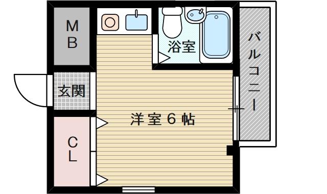 阪急電鉄京都線 上新庄駅 徒歩8分 4階建 築40年(ワンルーム/4階)の間取り写真