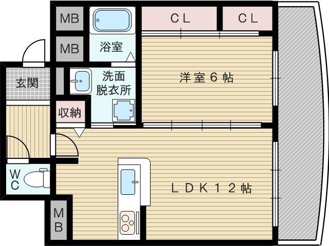 キャニスコート上新庄(1LDK/7階)の間取り写真