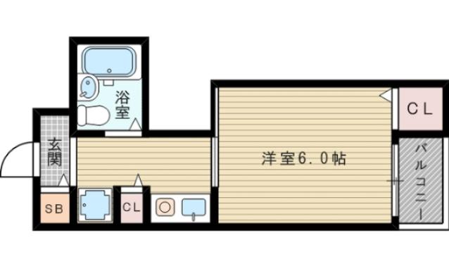 ティーホームズ新大阪(1K/2階)の間取り写真