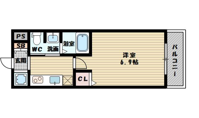 ノイヴェル小松(1K/1階)の間取り写真