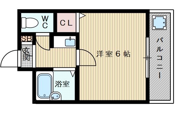 阪急電鉄京都線 上新庄駅 徒歩15分 5階建 築28年(1K/4階)の間取り写真