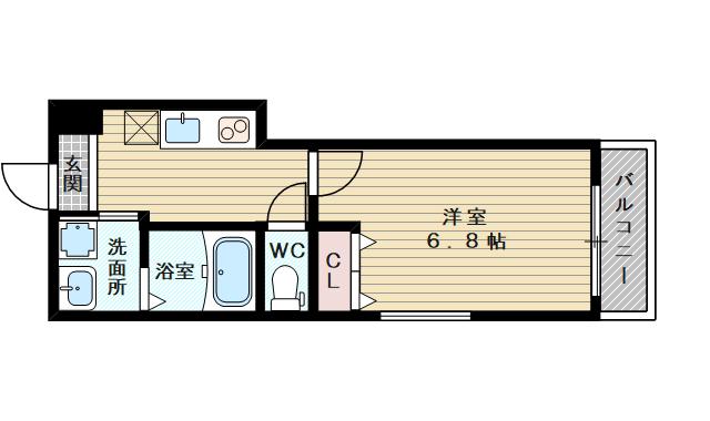 フジパレス下新庄駅南Ⅱ番館(1K/3階)の間取り写真