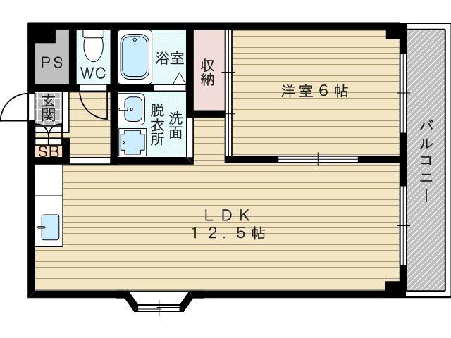 サン・ホワイティ豊里(1LDK/5階)の間取り写真