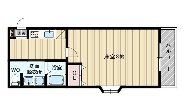 パークヒルズ新大阪WILL(1K/2階)の間取り写真