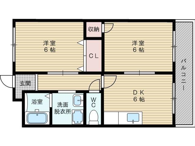 エーゲンハイム(2DK/4階)の間取り写真