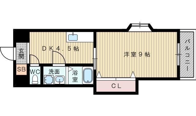 大阪市今里筋線 だいどう豊里駅 徒歩9分 5階建 築24年(1DK/2階)の間取り写真