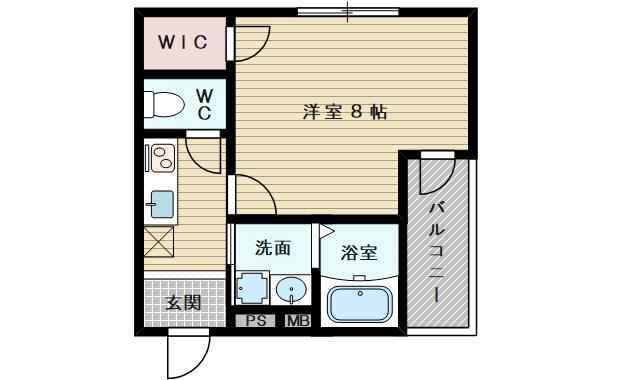 ル・クール下新庄(1K/2階)の間取り写真