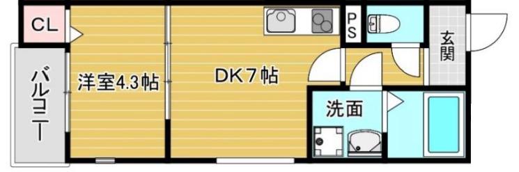ピノコⅡ(1DK/3階)の間取り写真